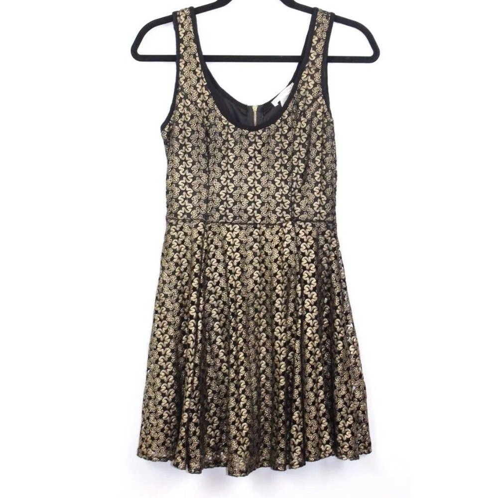 A'Gaci Gold Women's Black Gold A-line Dress
